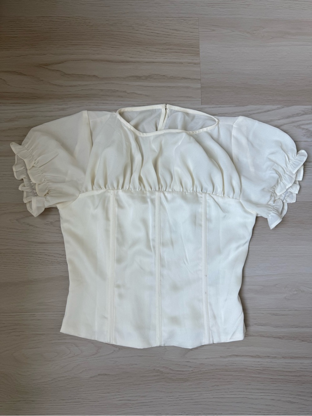 Peppermayo Cream Puff-Sleeve Corset Blouse